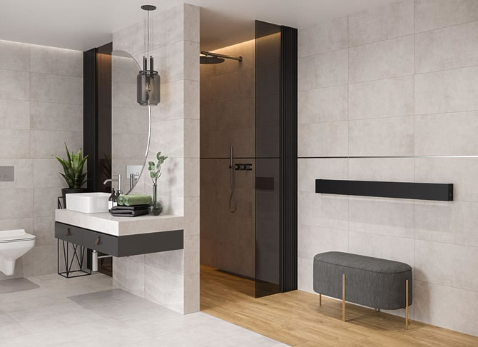 Bar bathroom design radiator